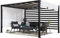 Outdoor Pergola 10 X 12 Ft. Steel Pergolas with White Adjustable Shade and Privacy Screen for Backyard, Garden Activities