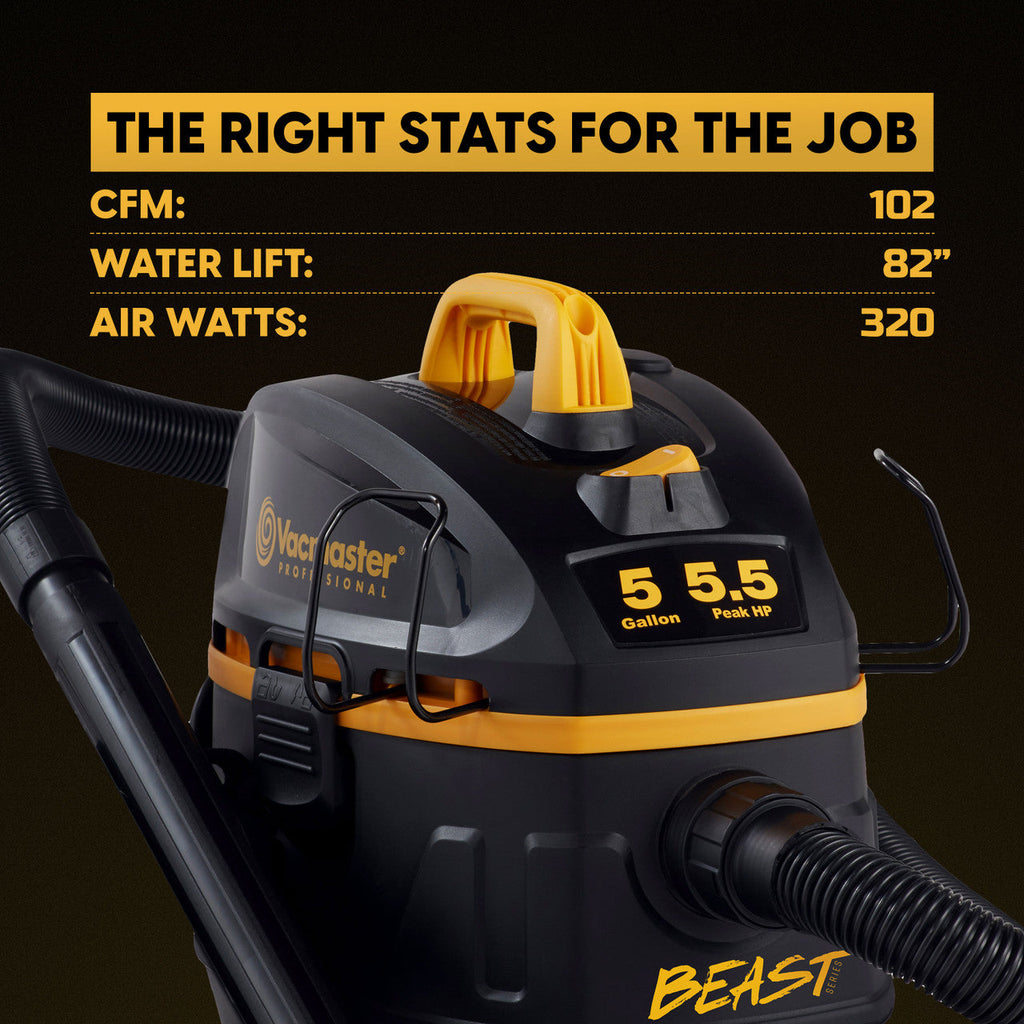 Vacmaster Professional Beast Series™ 5-Gallon* 5.5 Peak HP† Wet/Dry Vacuum, VFB511H 0201