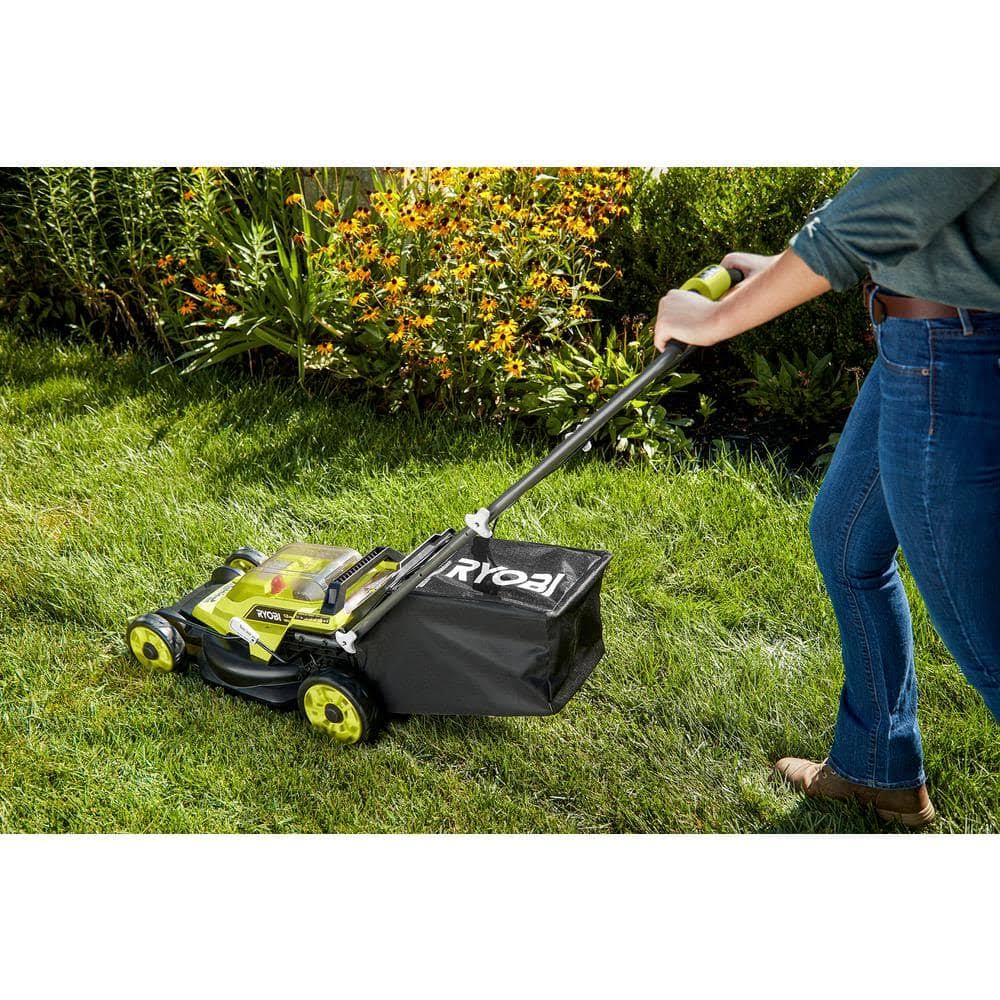 Ryobi ONE+ 18V 13 in. Cordless Battery Walk Behind Push Lawn Mower with 4.0 Ah Battery and Charger