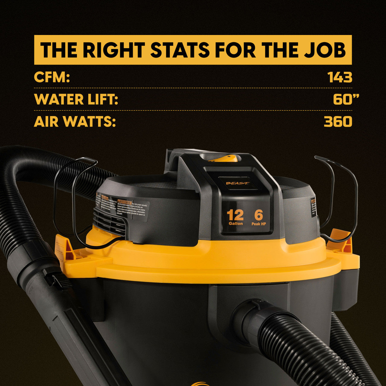 Vacmaster Professional Beast Series™ 12-Gallon 6 Peak HP Wet/Dry Vacuum, VJH1211PF 0204