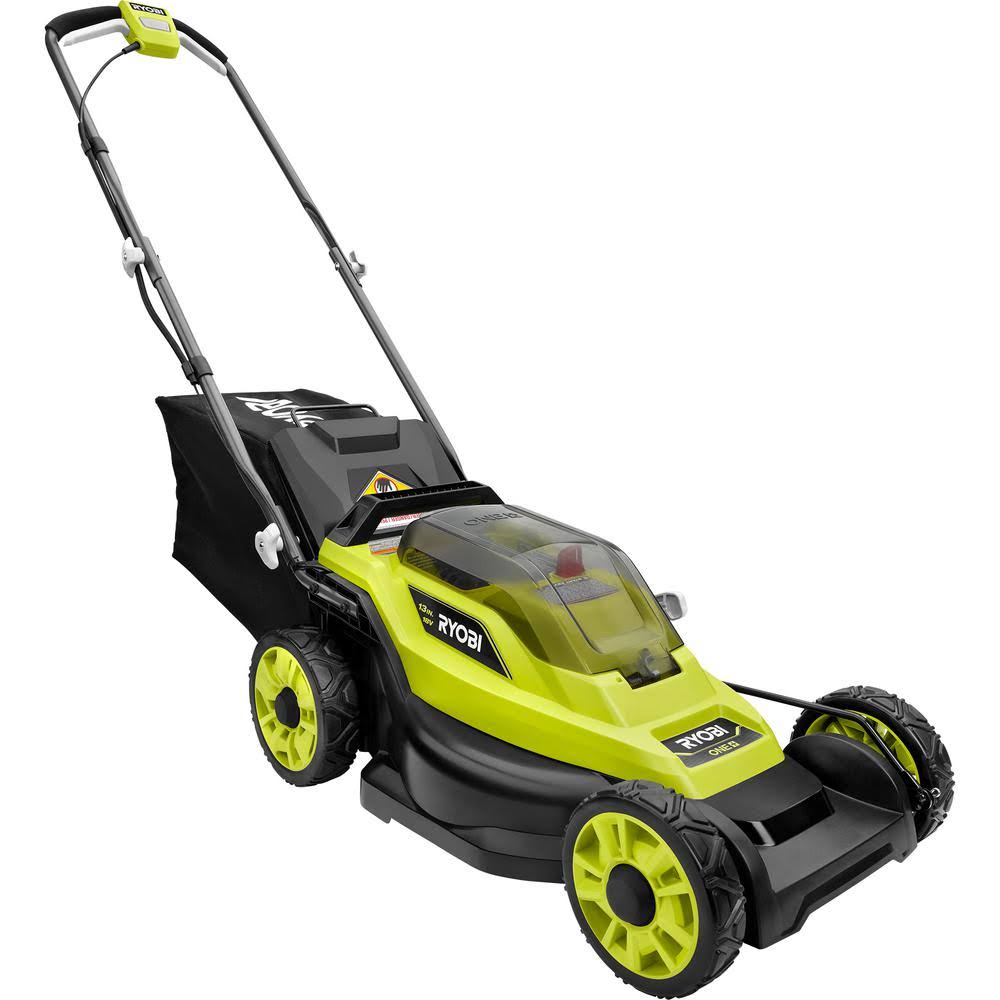 Ryobi ONE+ 18V 13 in. Cordless Battery Walk Behind Push Lawn Mower with 4.0 Ah Battery and Charger