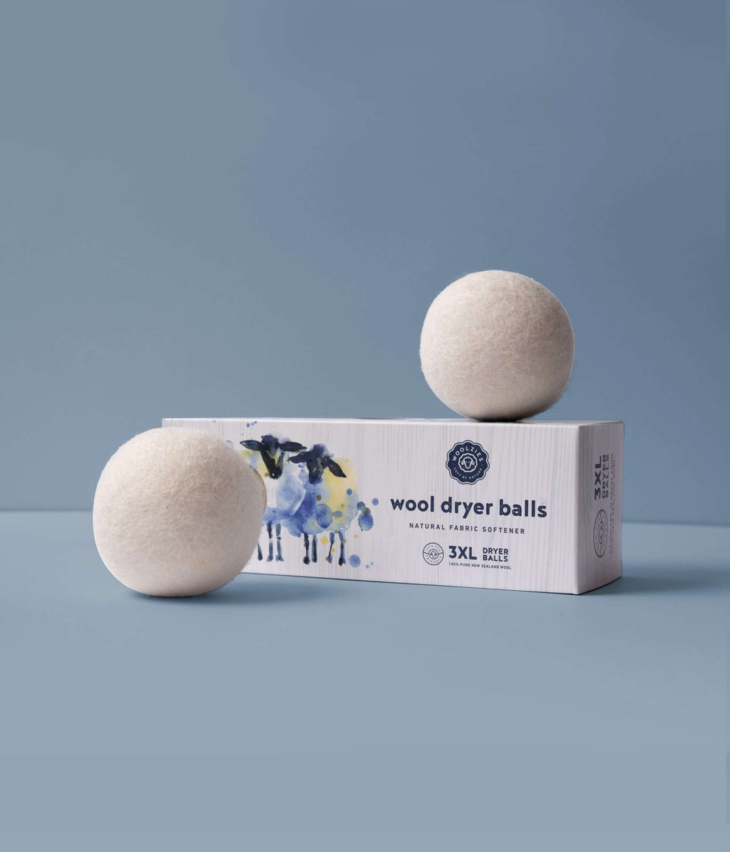 Woolzies 3 XL Wool Dryer Balls, Natural Fabric Softener for Small Loads