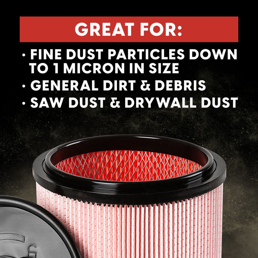 VCFF High-Efficiency Cartridge Filter and Retainer for Dry Pick-Up