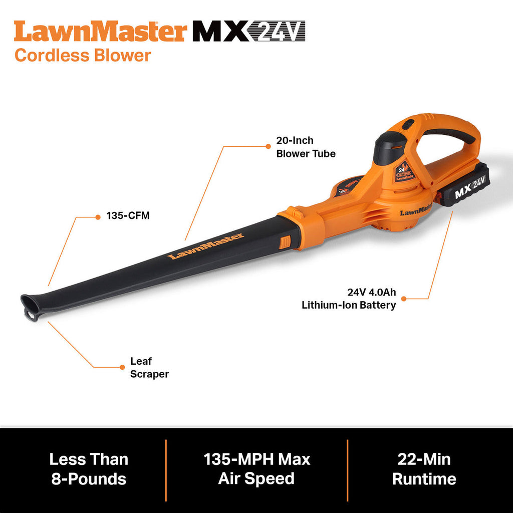 LawnMaster 24V Cordless Lawn Mower & Blower, 24VMWBL