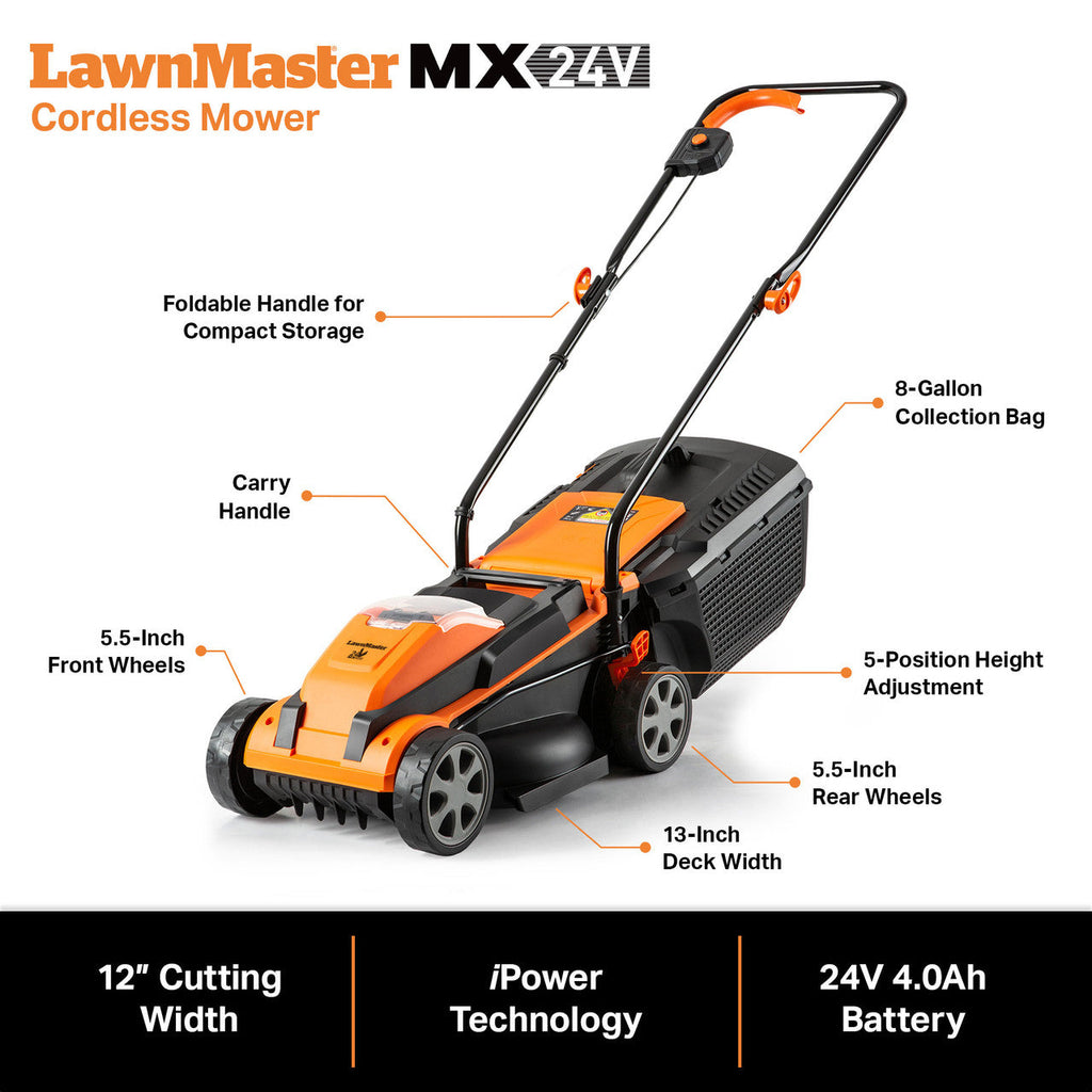 LawnMaster 24V Cordless Lawn Mower & Blower, 24VMWBL