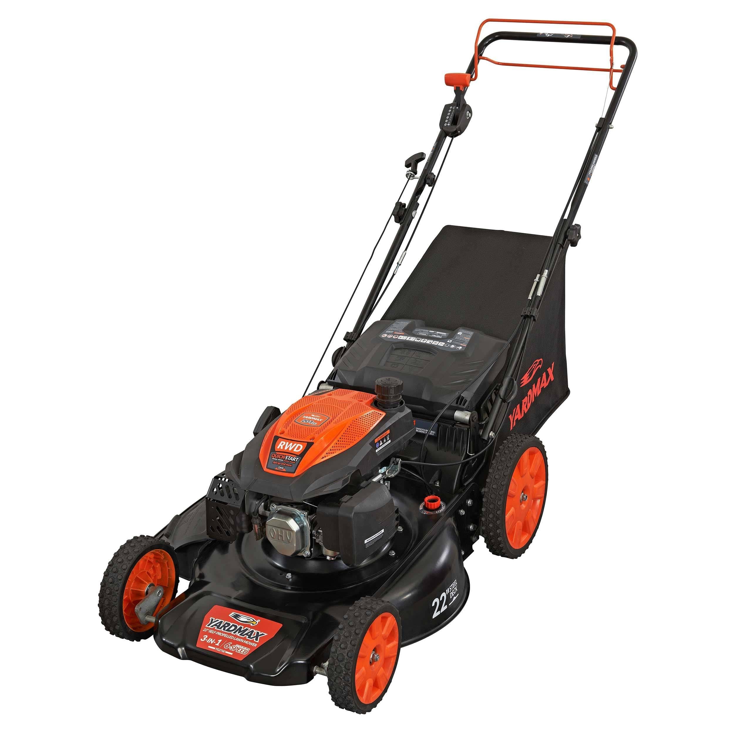 YARDMAX YG2760 22 in. 201 CC Select Pace 6 Speed CVT High Wheel RWD 3-in-1 GAS Walk Behind Self Propelled Lawn Mower