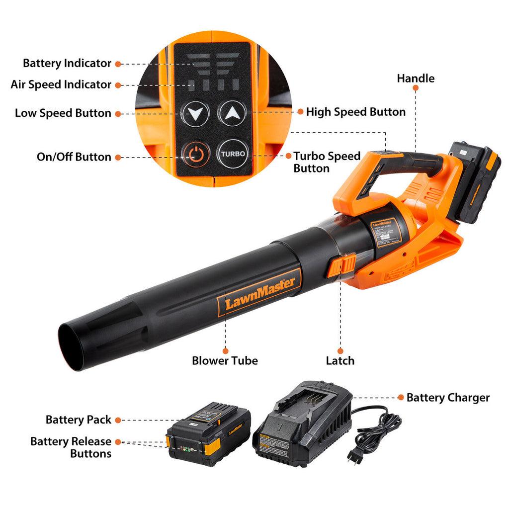 LawnMaster 40V Cordless Leaf Blower, CLBL4016A