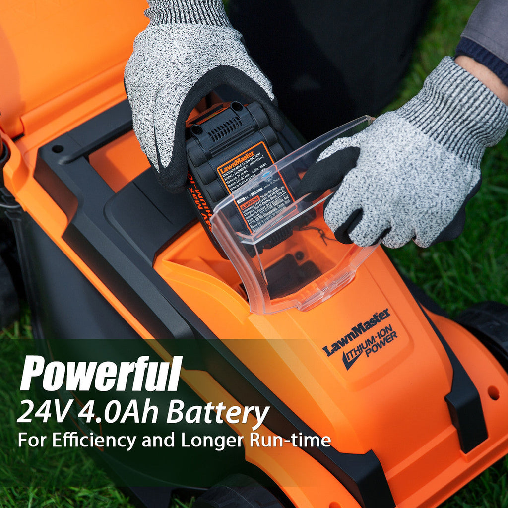 LawnMaster Electric Cordless 13-Inch Lawn Mower 24V