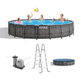 Intex 18ft x 48in Greywood Prism Steel Frame Pool Set with Cover, Ladder, Pump
