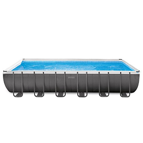 Intex 24ft X 12ft X 52in Ultra Frame Rectangular Pool Set with Sand Filter Pump, Ladder, Ground Cloth & Pool Cover