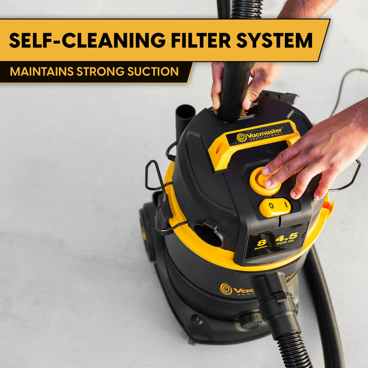 Vacmaster Professional 8-Gallon* 4.5 Peak HP† Wet/Dry Vacuum With Self-Cleaning Filter System, VDK811PW 0201