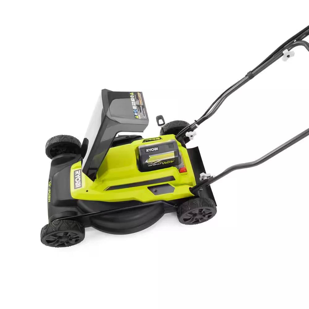 Ryobi 40-Volt 18 in. 2-in-1 Cordless Battery Walk Behind Push Lawn Mower with 6.0 Ah Battery and Charger RY401101