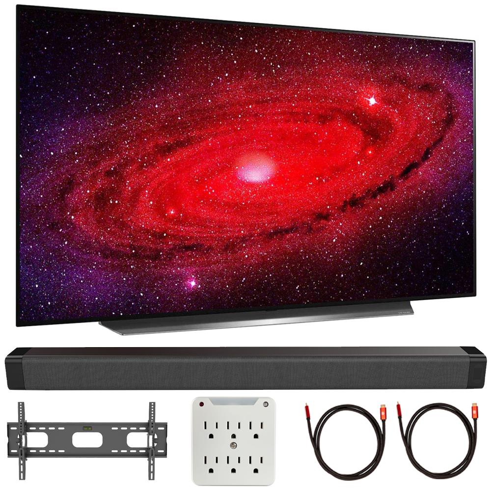 LG OLED65CXPUA 65" CX 4K OLED TV w/ AI ThinQ (2020) with Deco Gear Soundbar Bundle