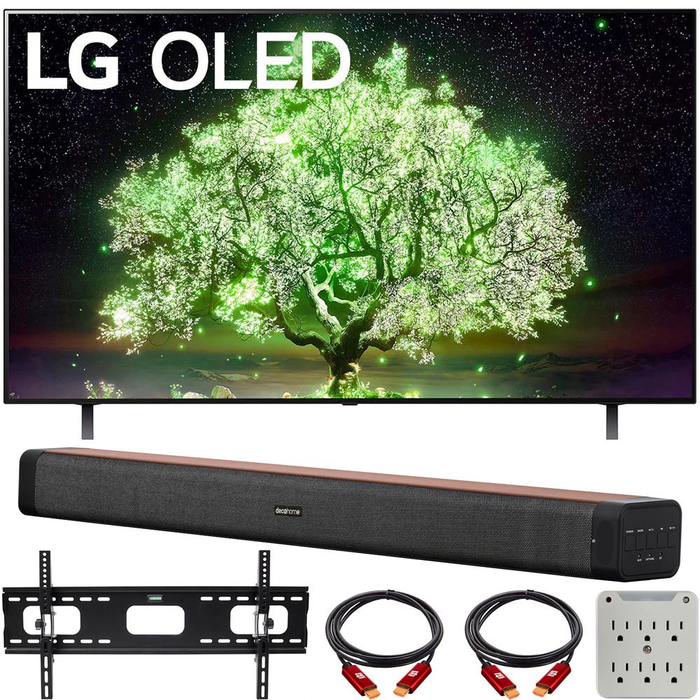 LG 65" A1 Series 4K HDR Smart TV w/AI ThinQ 2021 with Deco Home 60W Soundbar Bundle