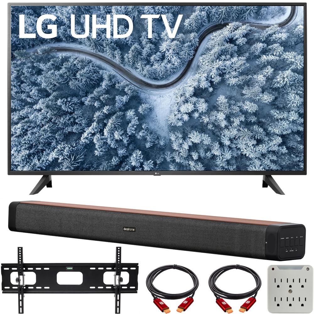 LG 65" UP7000 4K LED UHD Smart webOS TV 2021 with Deco Home 60W Soundbar Bundle