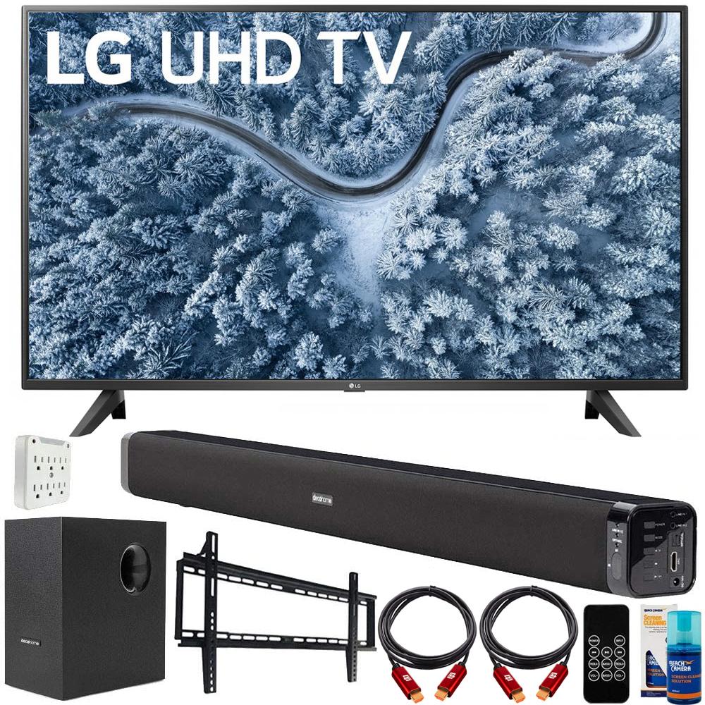 LG 55 Inch UP7000 4K LED UHD Smart webOS TV 2021 with Deco Gear Home Theater Bundle
