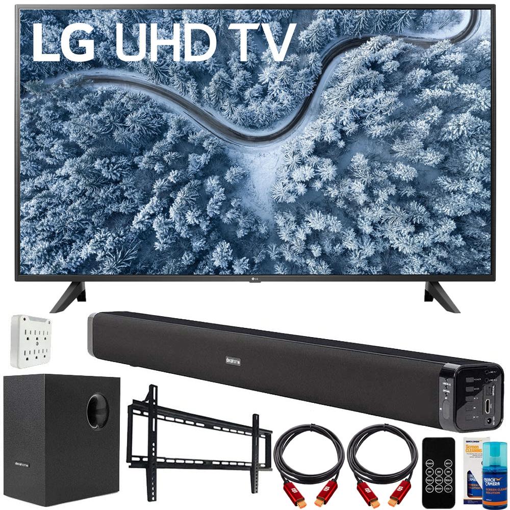 LG 65 Inch UP7000 4K LED UHD Smart webOS TV 2021 with Deco Gear Home Theater Bundle