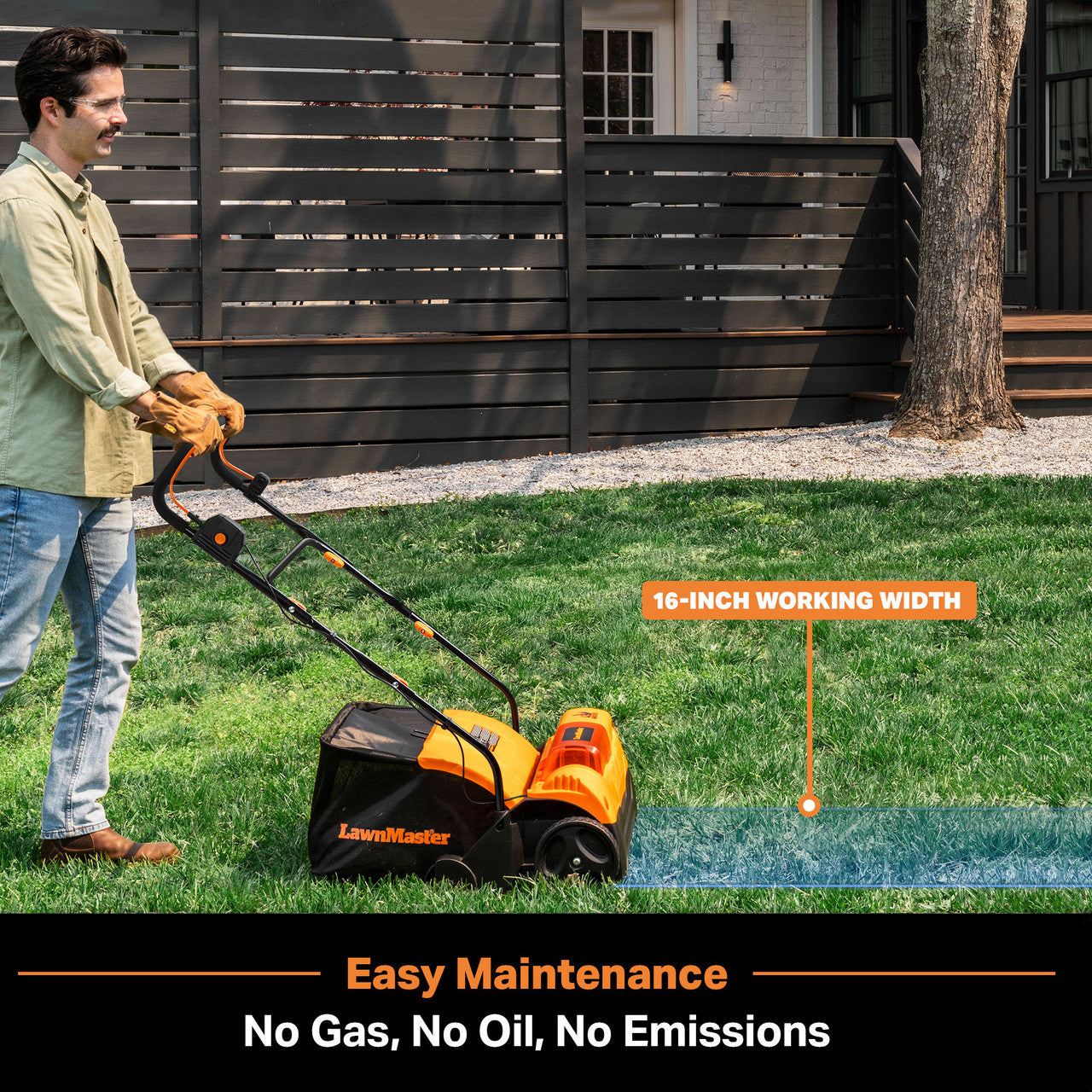 LawnMaster 48V MAX Brushless 16-Inch Cordless Scarifier & Dethatcher, CLGVB4816