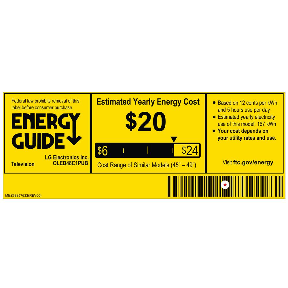 LG OLED48C1PUB 48" 4K UHD, 120Hz Smart OLED TV (2021) Bundle with $100 eBay Credit