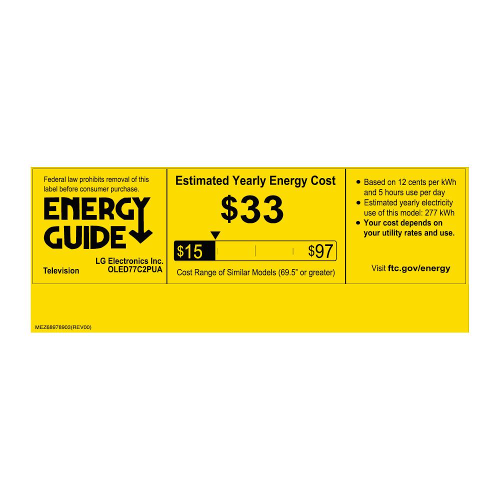 LG OLED77C2PUA 77 Inch HDR 4K Smart OLED TV (2022) w/ 2 Year Extended Warranty