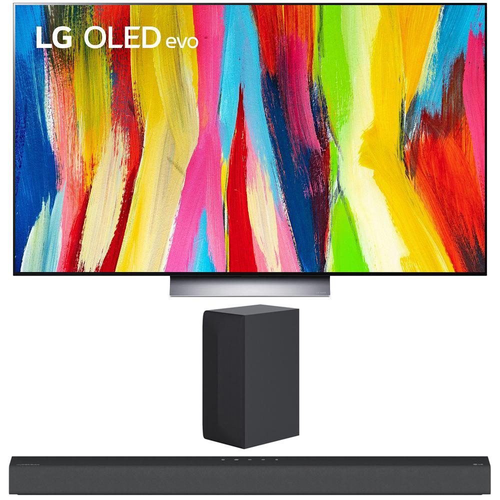 LG OLED55C2PUA 55" HDR 4K Smart OLED TV 2022 w/ LG S65Q High Res Audio Sound Bar