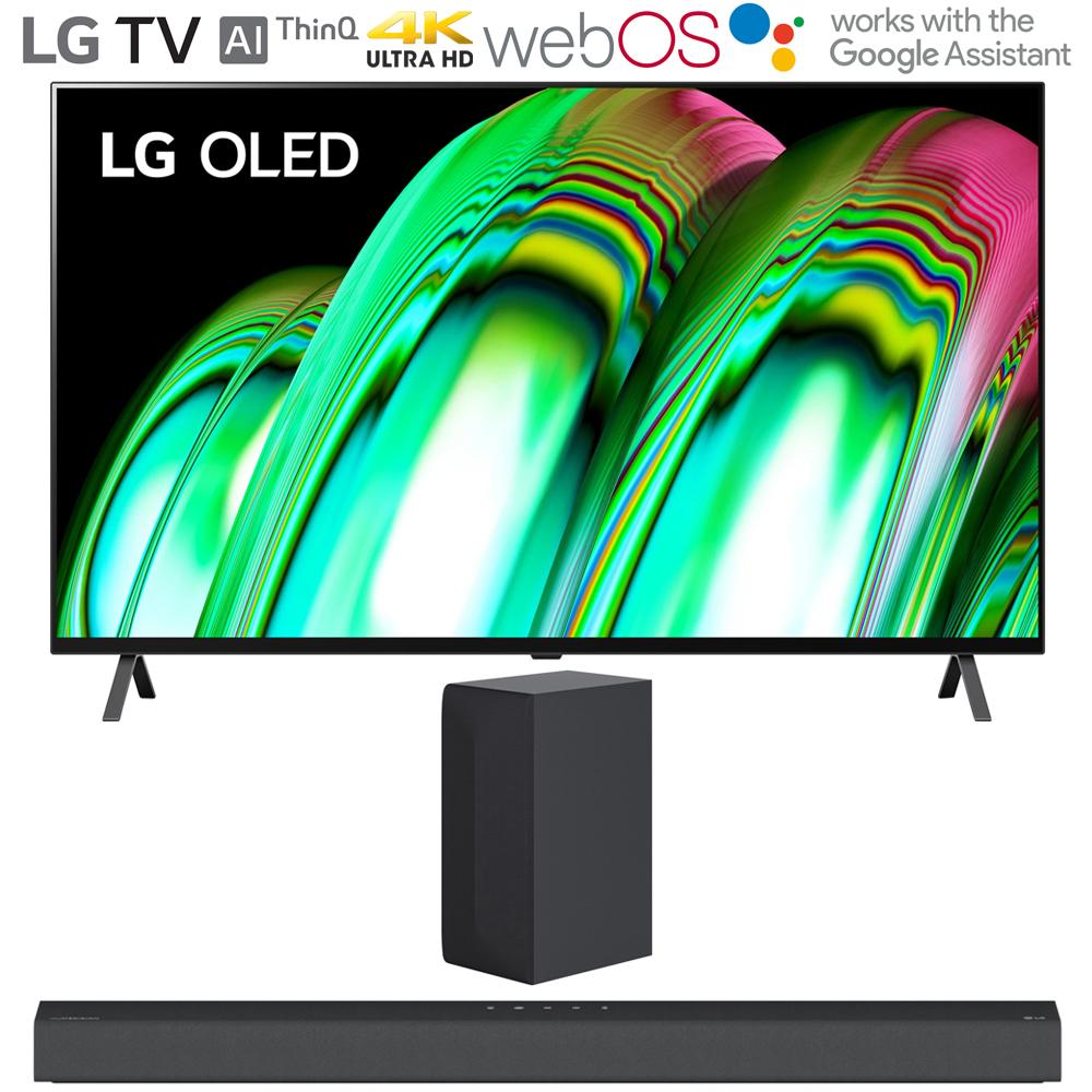 LG 65" A2 Series 4K HDR Smart TV AI ThinQ 2022 w/ LG S65Q High Res Audio Sound Bar
