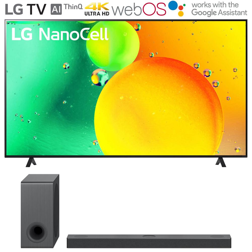 LG 43" HDR 4K UHD Smart NanoCell LED TV 2022 w/ LG S80QY High Res Sound Bar