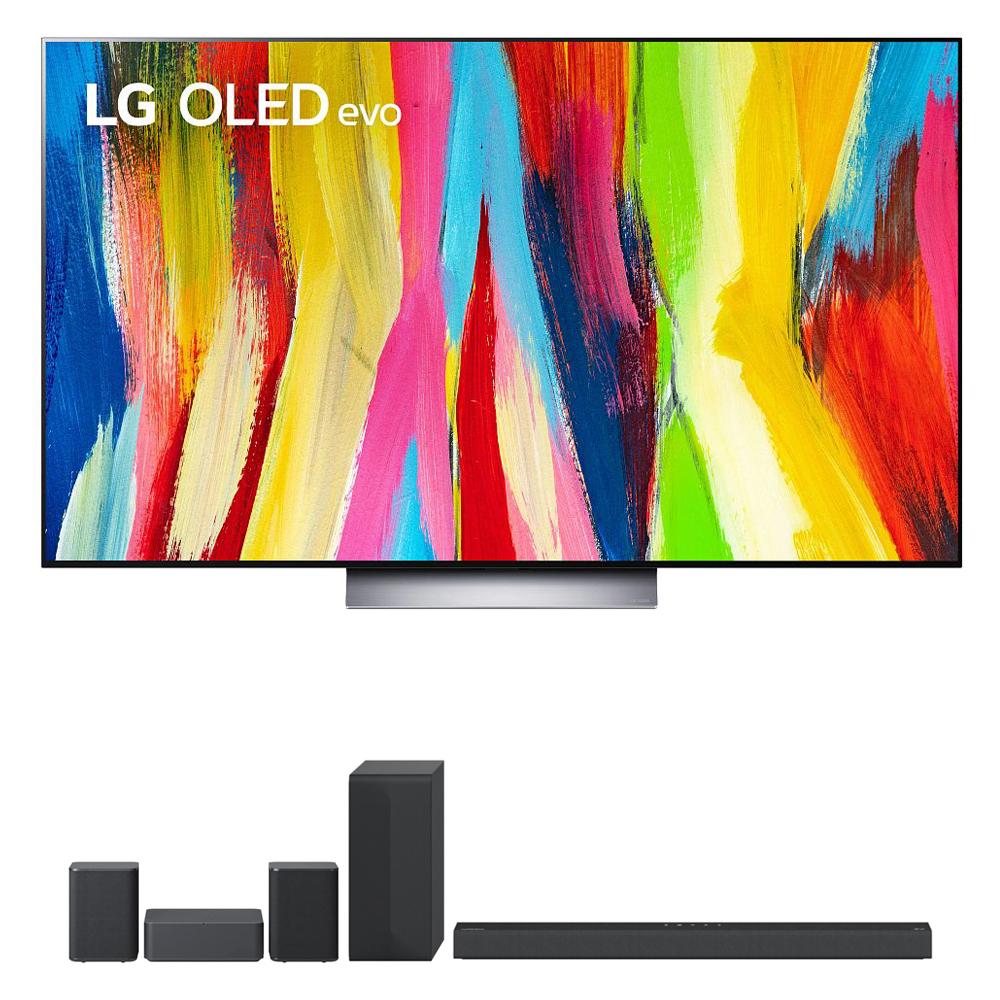 LG OLED55C2PUA 55" HDR 4K Smart OLED TV 2022 + LG S65Q Soundbar + Rear Speaker Kit