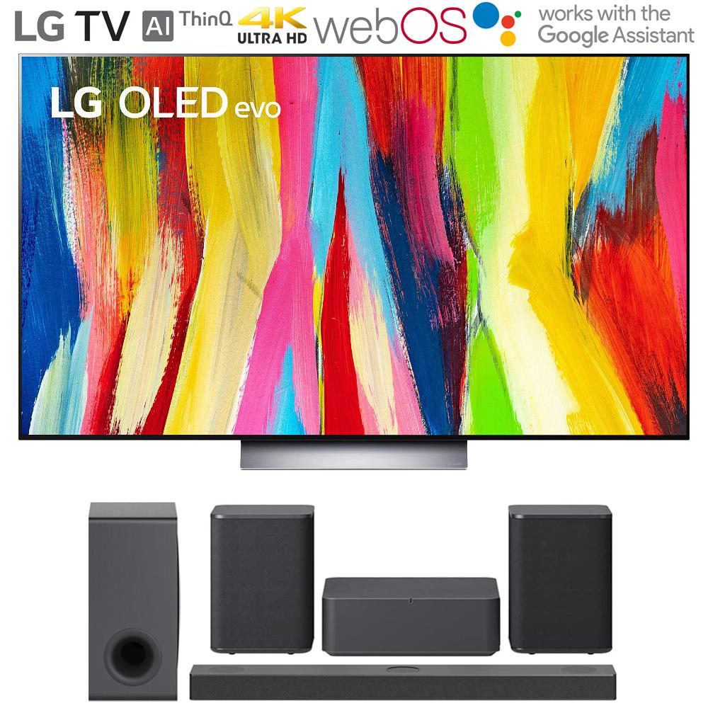 LG OLED55C2PUA 55" HDR 4K Smart OLED TV 2022 + LG S80QY Soundbar + Rear Speaker Kit