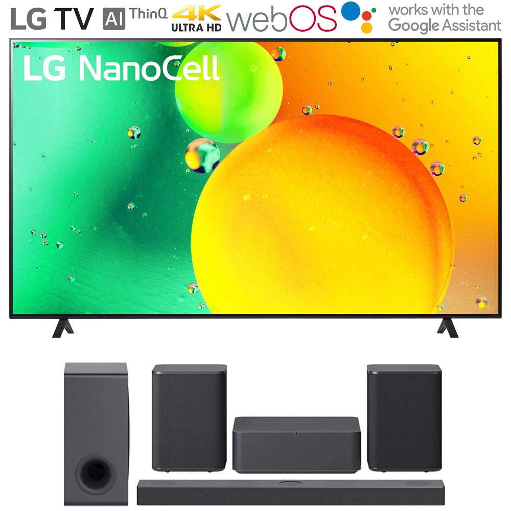 LG 75" HDR 4K UHD Smart NanoCell LED TV 2022 + LG S80QY Soundbar + Rear Speaker Kit