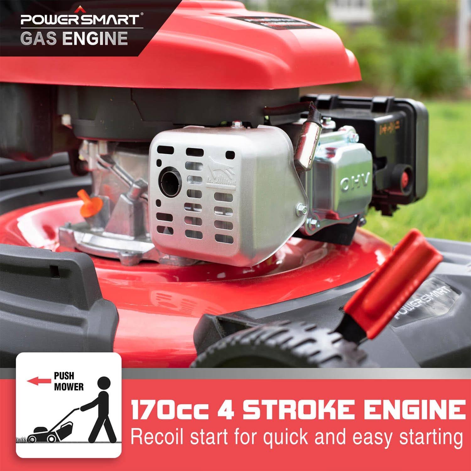 PowerSmart DB2194PR 21" 3-in-1 GAS Push Lawn Mower 170cc with Steel Deck