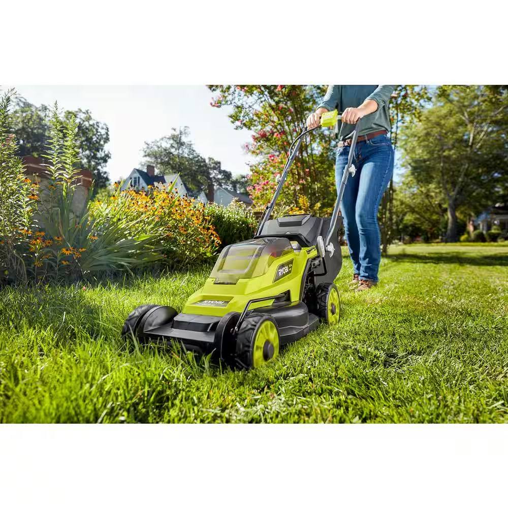 Ryobi ONE+ 18V 13 in. Cordless Battery Walk Behind Push Lawn Mower with 4.0 Ah Battery and Charger