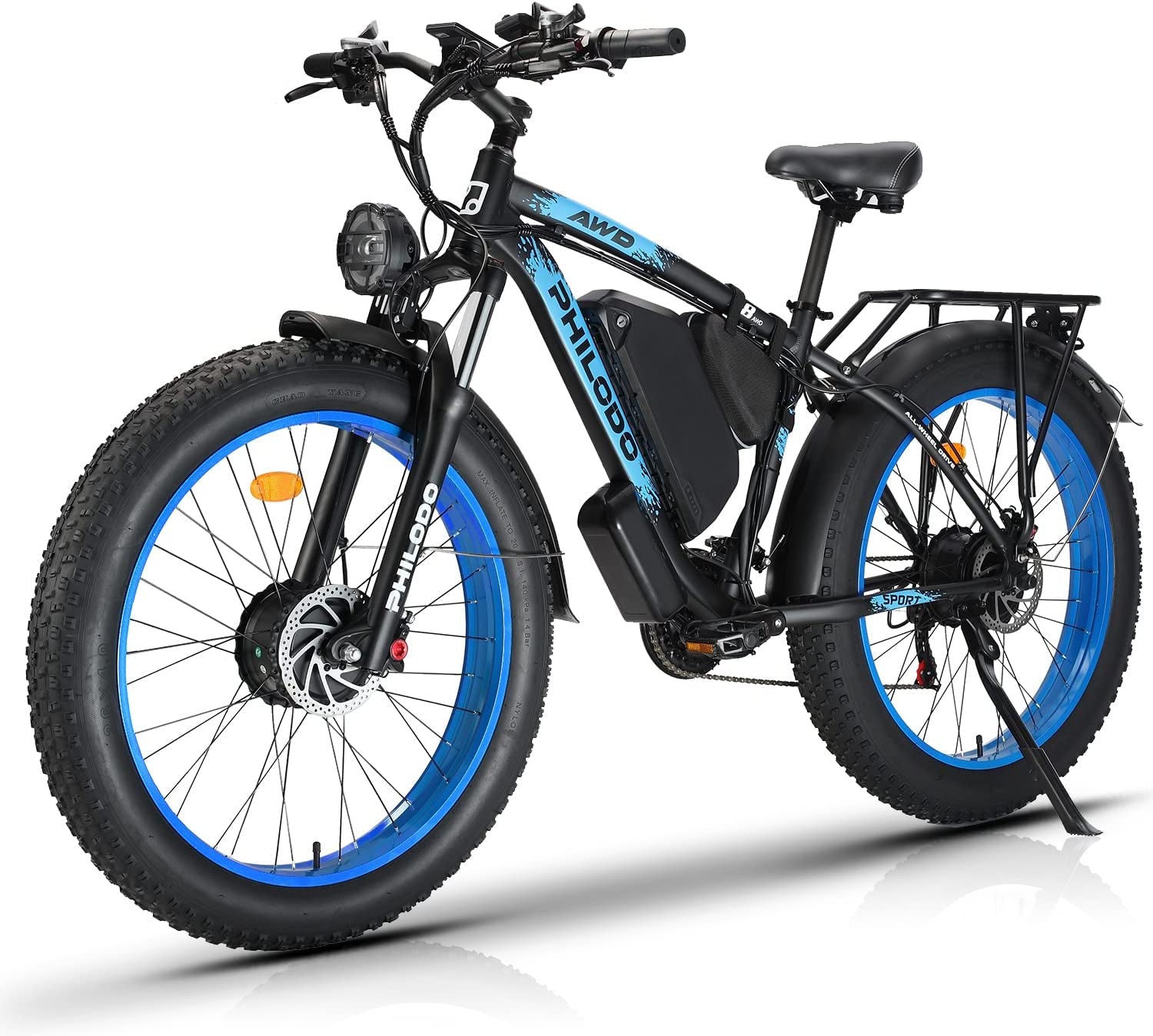 Electric Bike for Adults, 48V 22Ah Fat Tire Ebike Dual Motor AWD 2000W 35MPH