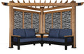 Tuscany Cabana Pergola with Bamboo Privacy Panels and Conversation Seating in Indigo