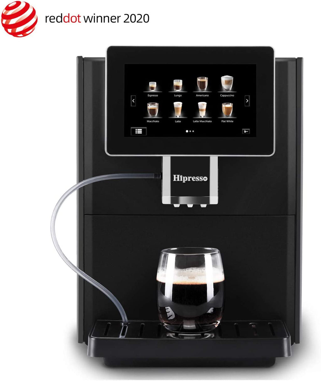 Hipresso Super-Automatic Espresso Coffee Machine with Large 7 Inches HD TFT Display for Brewing Americano,Cappuccino, Latte, Macchiato,Flat White, Espresso Drinks