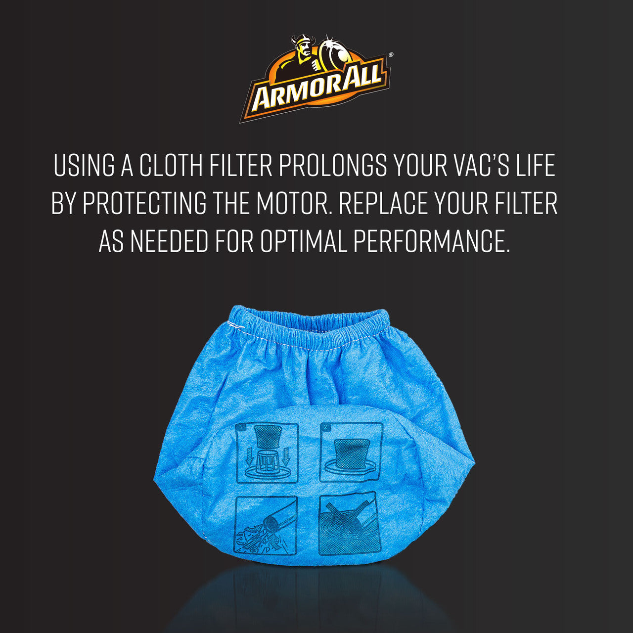 Armor All Reusable Cloth Filter, Fits 1.5–4 Gallon Wet/Dry Vacuums, 6-Pack, AARC2