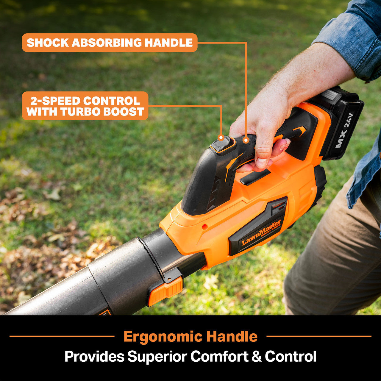 LawnMaster 24V Cordless Axial Leaf Blower, CLBL2417A