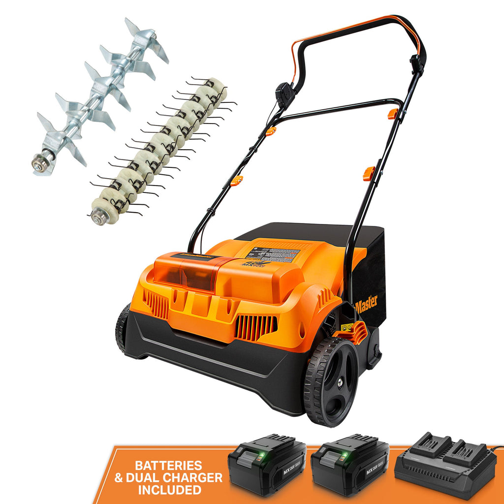 LawnMaster 48V MAX Brushless 16” Cordless Scarifier & Dethatcher