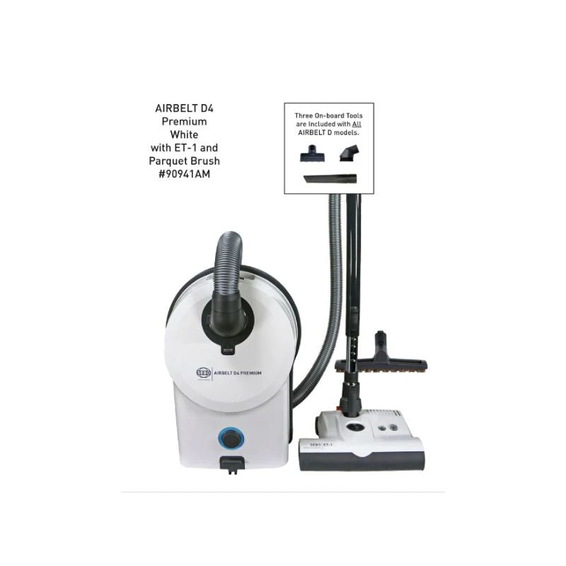 SEBO AIRBELT D4 Premium White Canister Vacuum – Open Box 90941AMR