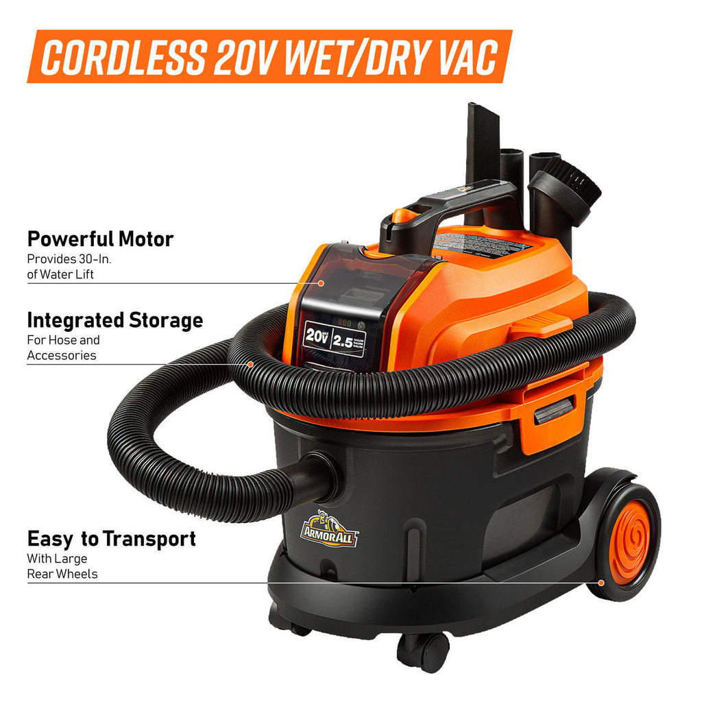 Armor All 2.5 Gallon 20V Cordless Vac, DAA202W 0901