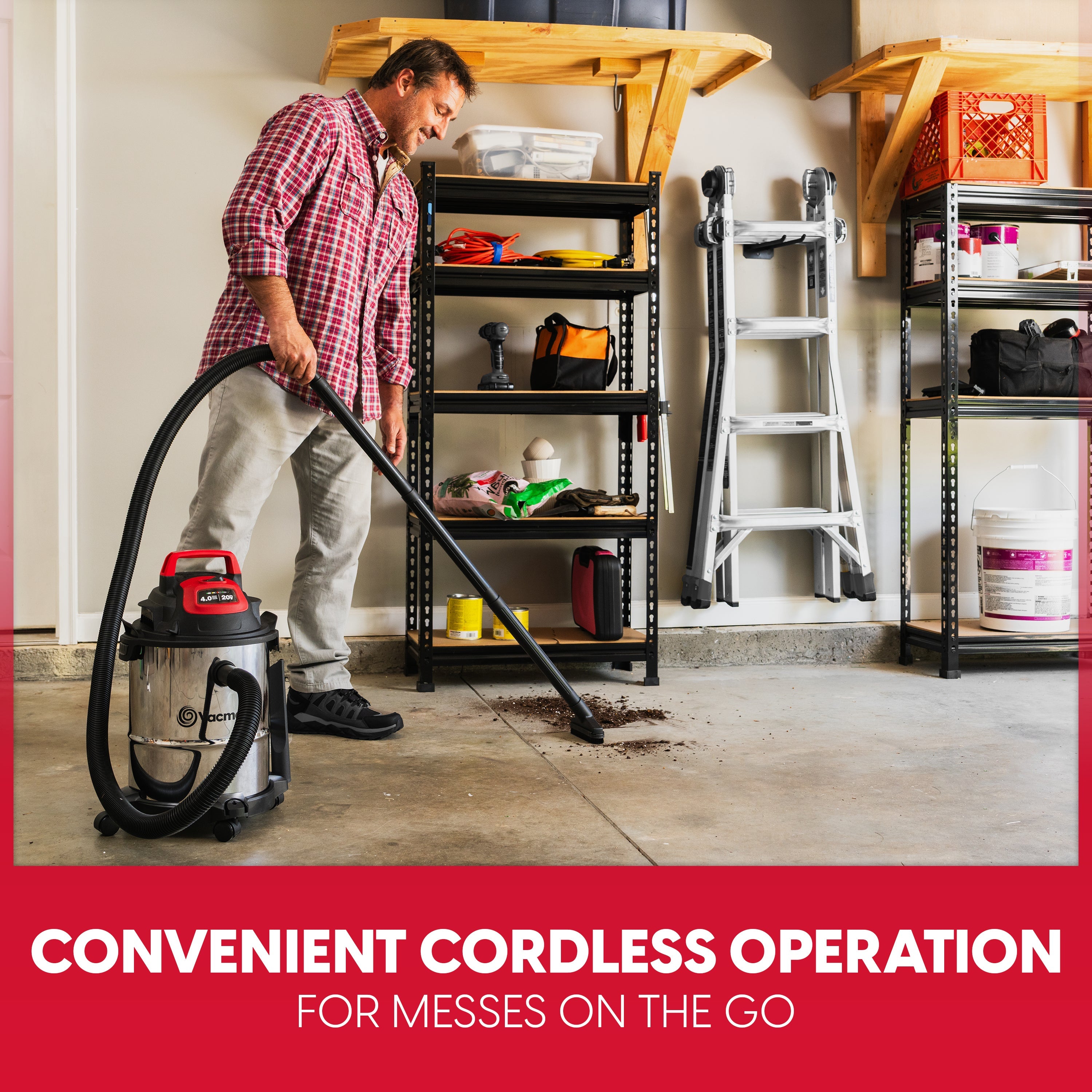 Vacmaster 20V Cordless 4-Gallon Wet/Dry Vac, DVOM204S 1101