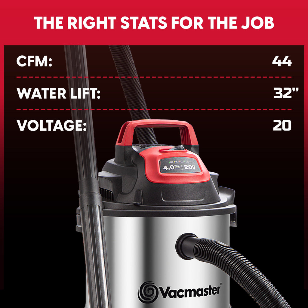 Vacmaster 20V Cordless 4-Gallon Wet/Dry Vac, DVOM204S 1101