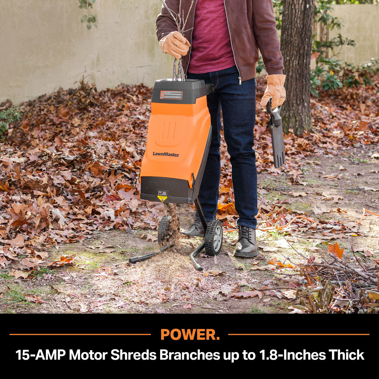 LawnMaster 15 Amp Electric Wood Chipper Shredder, FD1503