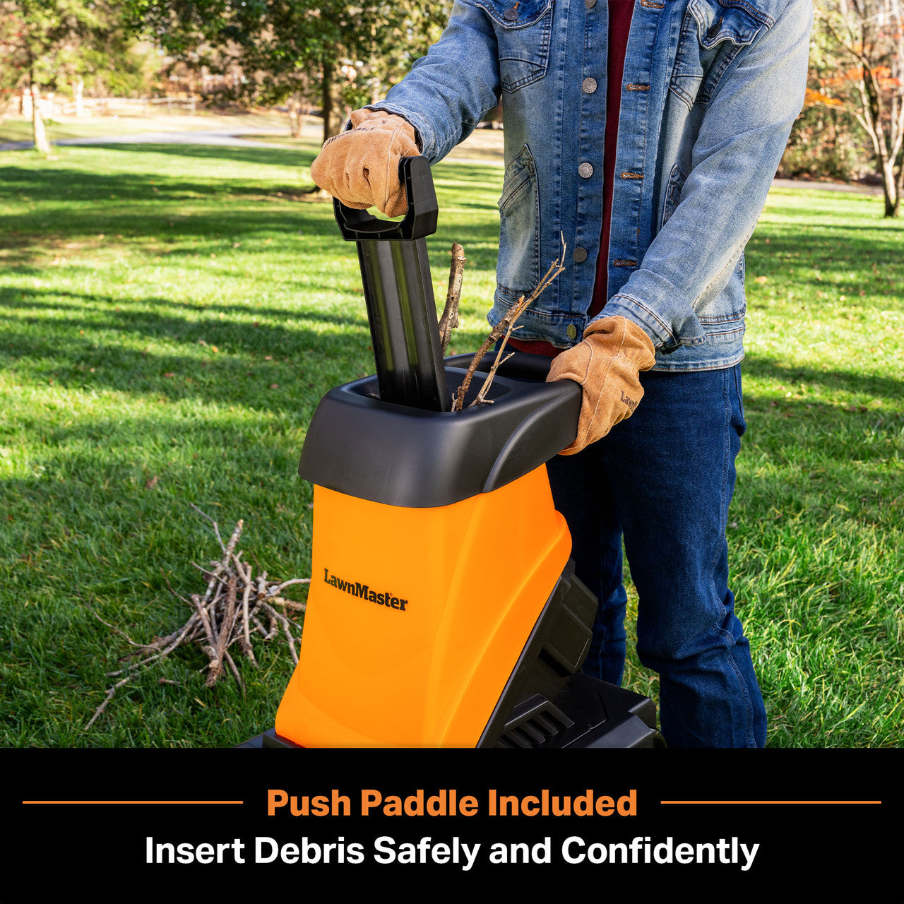 LawnMaster 15 Amp Electric Wood Chipper Shredder w/ Collection Bin, FD1504