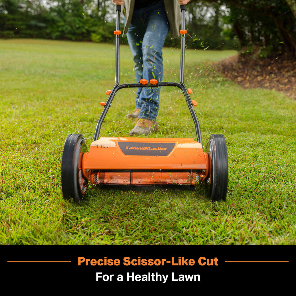 LawnMaster 14-Inch 5-Blade Push Reel Mower, LMRM1401