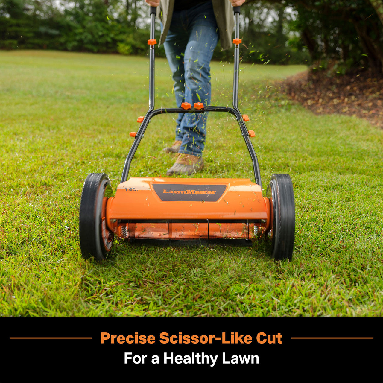 LawnMaster 14-Inch 5-Blade Push Reel Mower, LMRM1401