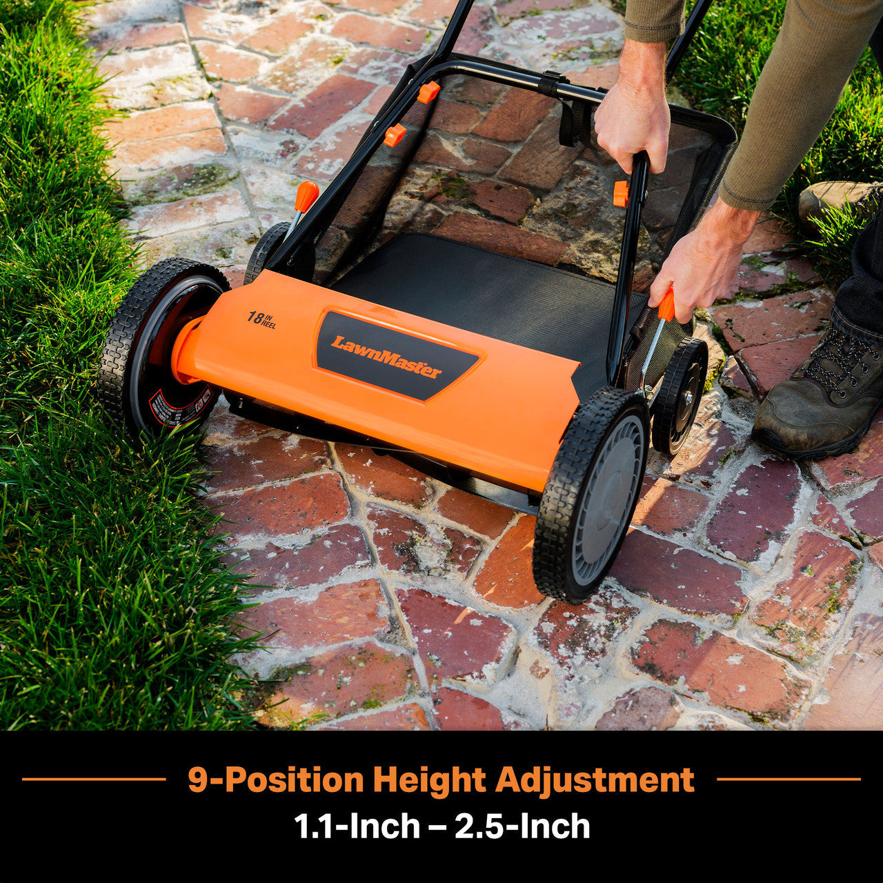 LawnMaster 18-Inch 5-Blade Push Reel Mower, LMRM1801