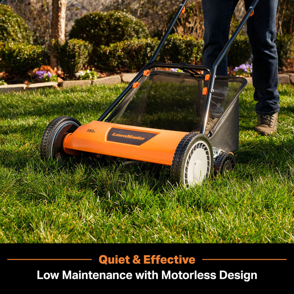 LawnMaster 18-Inch 5-Blade Push Reel Mower, LMRM1801