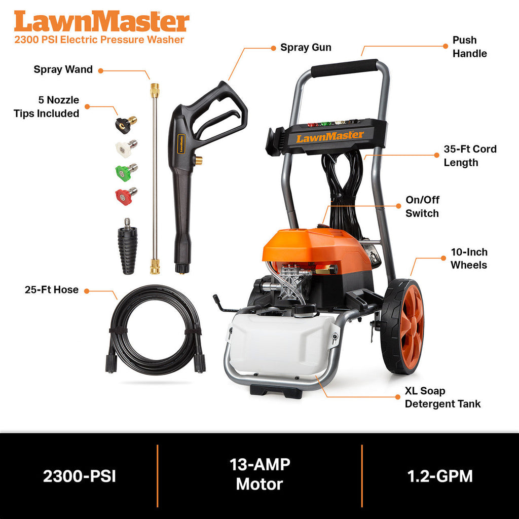 LawnMaster 2300 PSI Electric Pressure Washer, LT2100B
