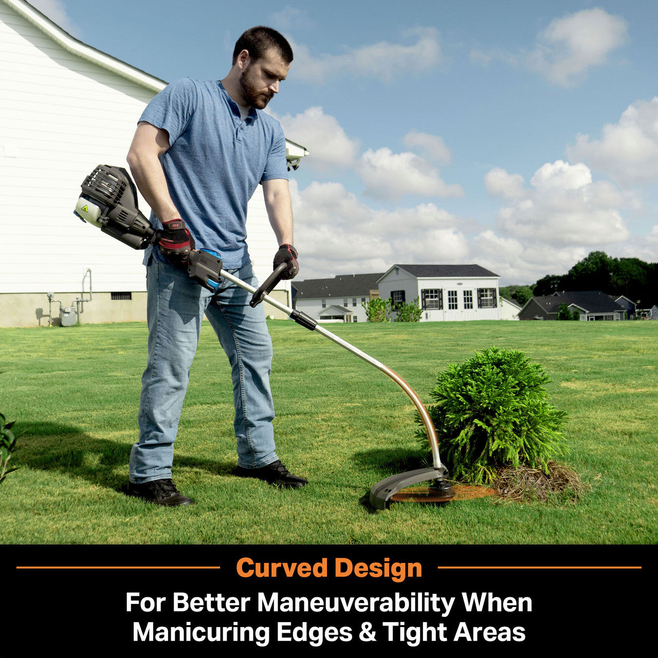 LawnMaster No-Pull™ 25cc 2-Cycle Curved Split Shaft Grass Trimmer, NPTGCP2517B